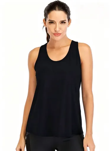 Loose Racerback Tank Top for Workout, Running, Yoga and Daily Gym Activities, S (Black)