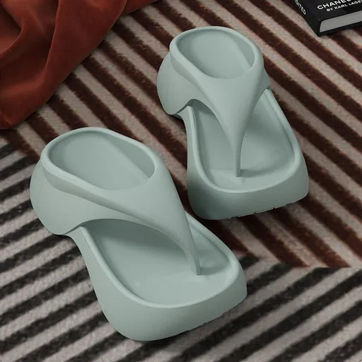 Women's Summer EVA Platform Flip Flops Outdoor Anti-Slip Beach Sandals Comfortable Thong Slippers Indoor Outdoor - Blue - Size 6