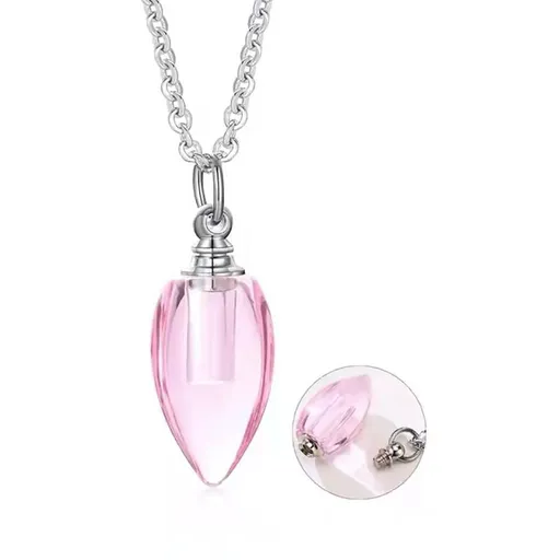 Colorful Cone Bottle Aroma Essential Oil Diffuser for Womens Perfume Vial Pendant Necklace Jewelry Ash pendant necklace