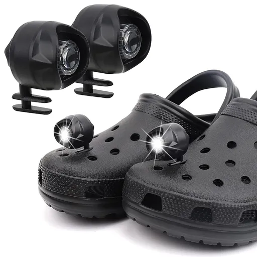 Shoe Charms, Cute Charms for Girls,Headlights for 2pcs, Clip on Headlights Lights Flashlights for Crock (Black)