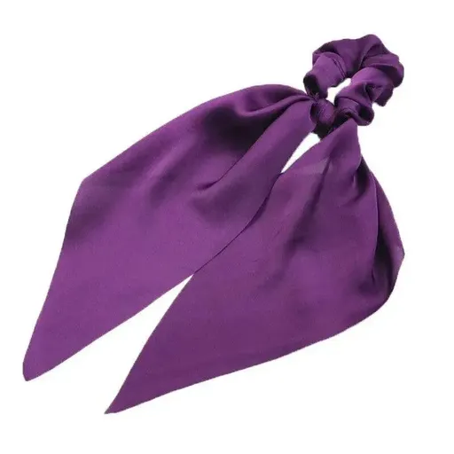 Chiffon Ponytail Scarf Bow Elastic Hair Rope Tie Scrunchies Ribbon Hair Bands - Purple