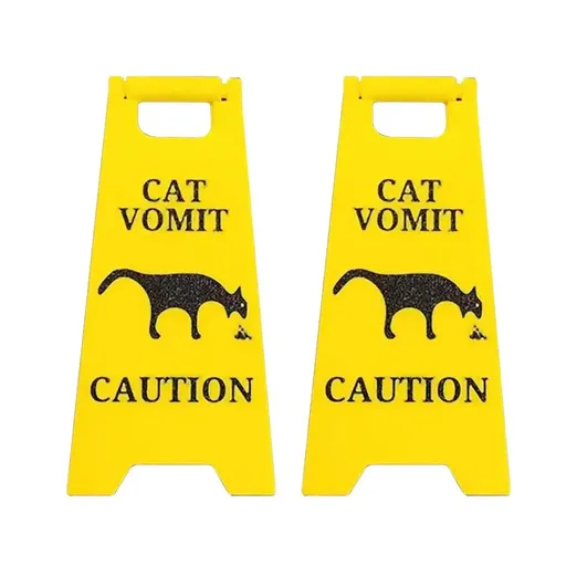 2PCS Mini Pet Vomit Warning Signs for Dog and Cat Mess Clean-Up Reminder - Cat