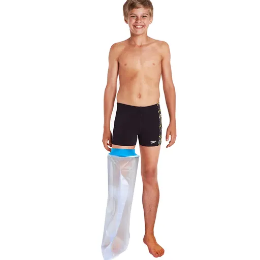 Full Leg Waterproof Shower Sleeve for Kids – Reusable Cast Protector for Foot, Calf, Knee & Thigh During Bathing or Water Activities (Blue)