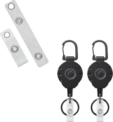 50 Pcs Badge Holder Straps ID Badge Straps with Snaps and 2 Pack Retractable Keychain for Badge Holder Heavy Duty Badge Reel