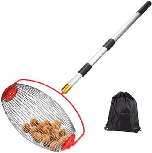 Nut Gatherer Fruit Picker with Telescopic Aluminum Handle for Picking Nuts and Fruits, 18-41 Inch