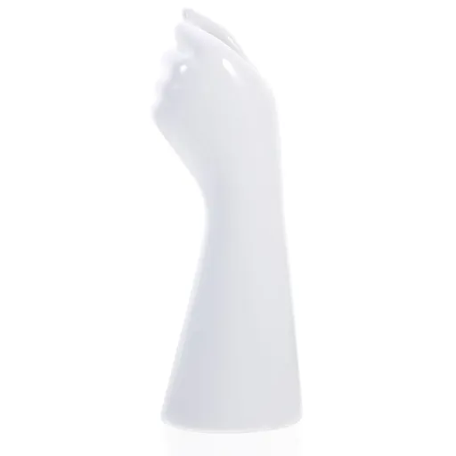 Plated Silver Ceramic Hand Vase Decorative Human Body Arm Sculpture for Desktop Decor