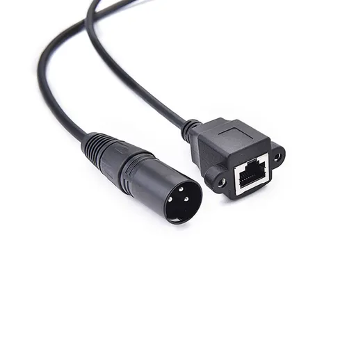 3 Pole XLR to RJ45 12 Adapter 1 Pack, RJ45 to Male XLR DMX Cable, XLR Audio Cable for Stage and Recording Studio