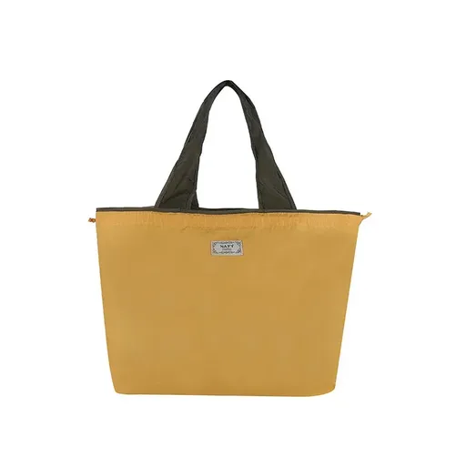 Ultra-Light Foldable Large Capacity Portable Shopping Bag with Drawstring Mouth - Ginger - S