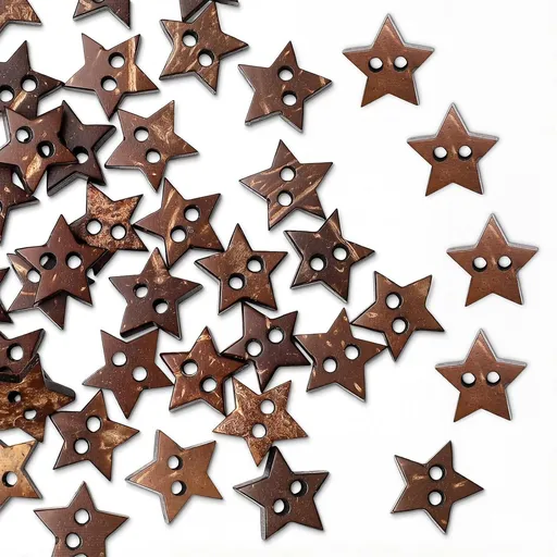 Small Wooden Star Buttons 50Pcs, 2-Hole Antique Brown Decorative Stars for DIY Crafts, Vintage Star Wood Buttons for Sewing & Scrapbooking, Rustic Holiday Decor and Gift Wrapping Wood Accessories