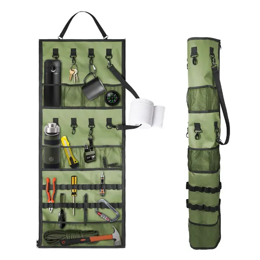 Hanging Storage Canopy Organizer for Camping Supplies Soccer Park Awnings Campsite, 2 in 1 Storage Strap and Pocket Organizer