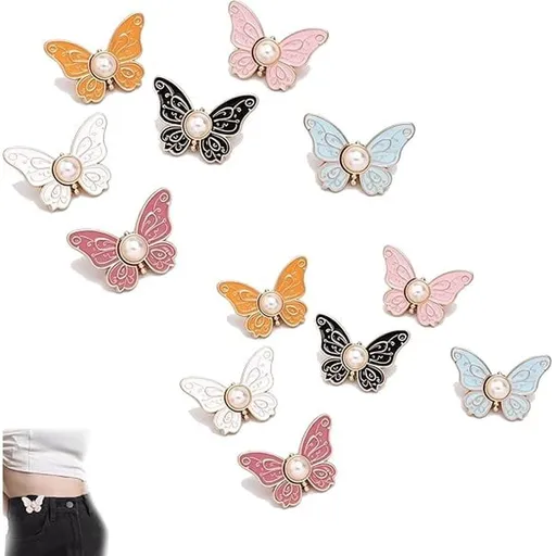 Butterfly Pants Waist Tightener, Pearl Butterfly Waist Buckle, Removable Butterfly Waist Adjustment Buckle