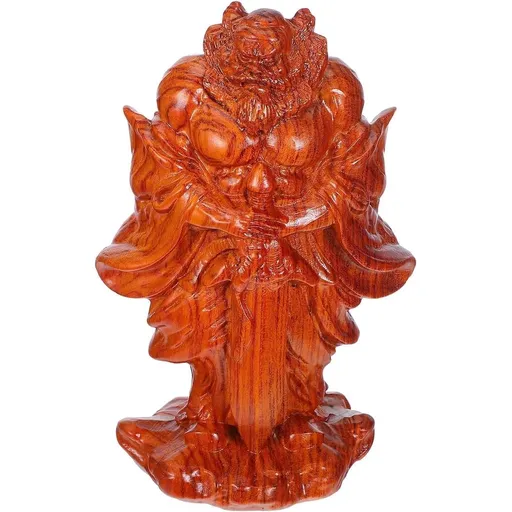 Chinese Wood Zhongkui Feng Shui Statue for Home Office Decoration Desktop Art Accent