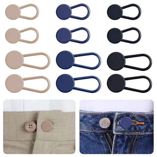 12PCS Button Extenders , Pants Waist Button Extender for Women Men, 3 Colors Pant Waistband Expander,1-1.4 Inches
