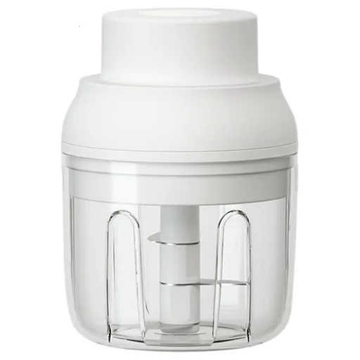 Electric Garlic Chopper USB Charging Cordless 3 Blades Garlic Masher Machine for Seasonings Meat Food Supplement White