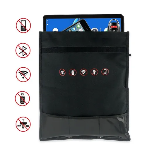 Large Black Car Key Signal Blocking Pouch, Faraday Bag Signal Blocking Sleeve, Anti-Theft Anti-Radiation Protection for Key Fob Devices