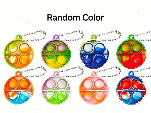 8pk 3cm Round Pop It Fidget Keychain