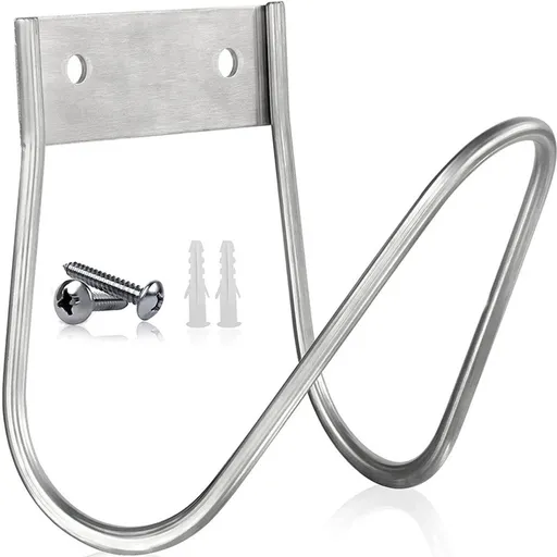 Garden Hose Holder - Stainless Steel - Silver - 17.5 x 15 x 16 cm - Wall-Mounted Hose Bracket - Garden Hose Reel - Hose Holder - Garden Hose Hanging System - Garden Tool Storage - For Hanging Garden Hoses, Ropes and Extension Cords