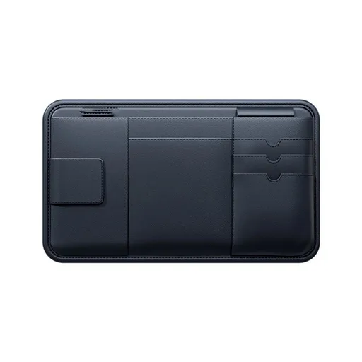 Car Visor Organizer, Premium Leather Sunglasses & Card Holder for Cars, Registration/Insurance Slot, Credit Card Pockets, Automotive Interior Organizer for Car Sun Visor (Black Leather)