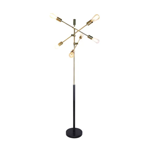 Sarantino 6-Light Antique Brass Sputnik Floor Lamp Modern Metal Adjustable Standing Light for Living Room Bedroom