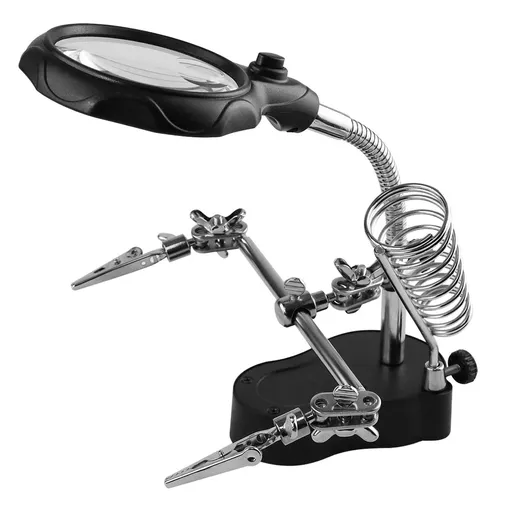 Helping Hands Magnifying Glass Soldering Station, Auxiliary Clips Alligator Clamp for Miniatures Projects,Model Making, Soldering