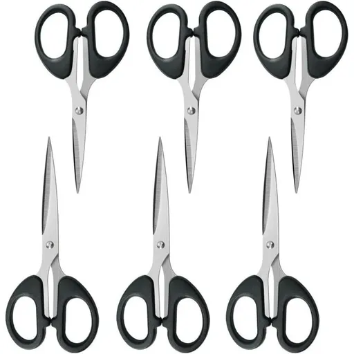 6 Pcs Multi Pointed Tips Medium Trimming Purpose Scissors Suitable for Home Office and School Comfortable Handles, 14 X 6.5 cm, 6.5 cm