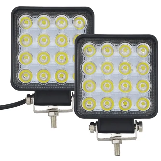 4 inch Flood Square LED Work Light Bar for ATV 4x4 Trailer Fishing Boat Tractor Truck (Pack of 2)