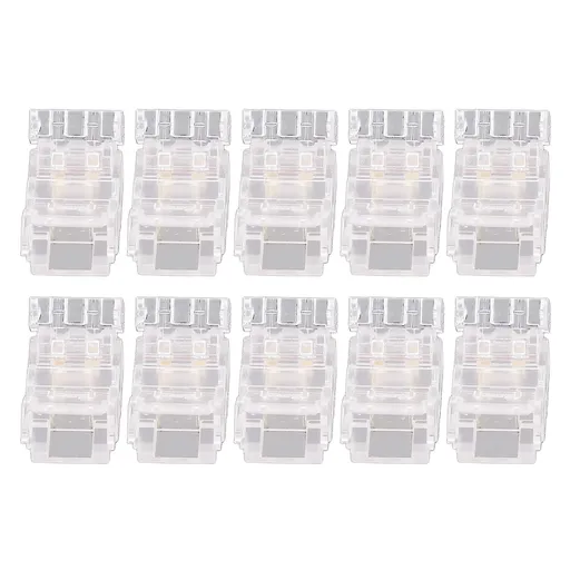 10Pcs COB LED Strip to Wire Connector 2Pin 8mm Transparent Solderless LED Strip Connector for Home Office School