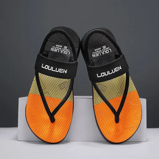Men's Outdoor Non-Slip Sandals, EVA Lightweight Thick-Sole Beach Slippers for Casual & Sports(black-44)
