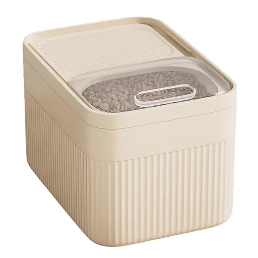 Airtight Pet Food Storage Container for Dog & Cat Food - Up to 30lbs Large Capacity Dry Food Bin with Measuring Cup & Lid, Transparent Design for Easy Move, Keep Pet Food Fresh