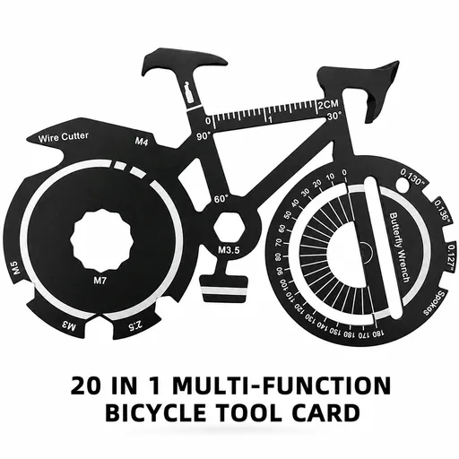 20-in-1 Bicycle Multi Tool Card Stainless Steel Bike Repair Tool with Wrench Screwdriver Spoke Wrench for Cycling Camping Outdoor Maintenance
