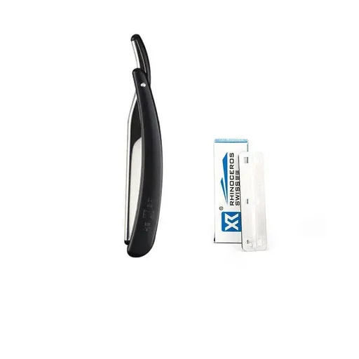 Old Shaver Razor Eyebrow Knife Folding Manual Shaver Holder Home Salon Tool Au - Black+10PCS Blades