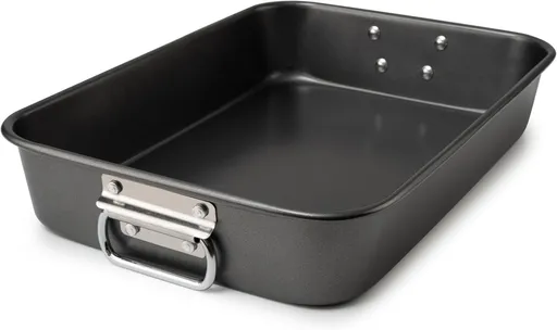 Non Stick Lasagne Pan with Handles, Deep Rectangular Oven Roasting Dish for Cakes, Brownies, Lasagne and Family Baking, 38.1 x 27.9 x 7.6 cm