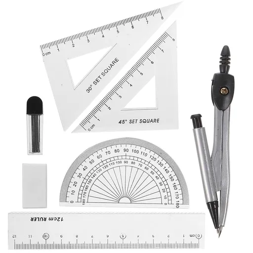 Metal Drawing Tool Set with Compass, Protractor, and Measuring Instruments for Precision Drafting and