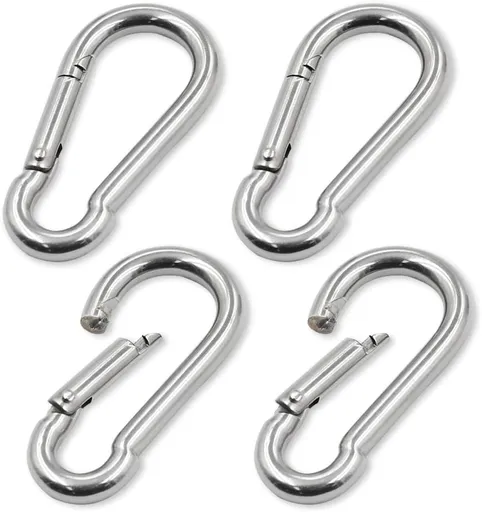 4Pack 2.75 inch Flag Pole Snap Clip Hooks Flagpole Attachment Spring Snap Hook Stainless Steel Carabiner Clips Heavy Duty Quick Link Carabiners for Indoor & Outdoor, Silver