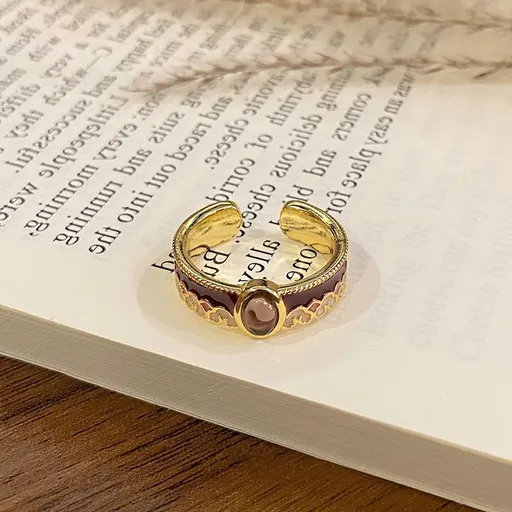 Luxury Adjustable Enamel Pattern Ring | Halloween Dating Jewelry | Versatile Women Statement Finger Band