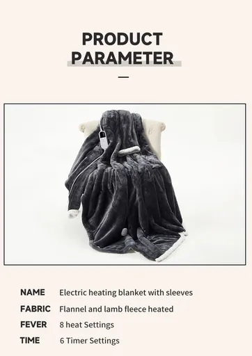 Wearable Heated Blanket Blanket With Sleeves Heated Throw Temperature - Gray - Size 127-177cm
