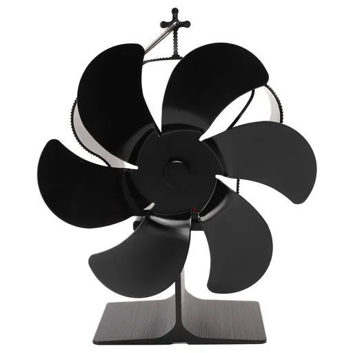 6 Blades Heat Powered Stove Fan Non Electric Self Starting Fireplace Fan High Temperature Resistant Fan Crown Black