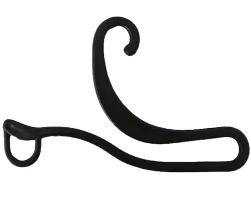 3 black socks with plastic large hanging hooks, female socks with dragon hooks, male socks with large curved hooks, geometric irregular hanging hooks, sock hooks
