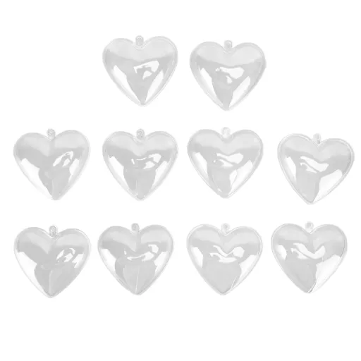 Clear Fillable Ball 5 Piece Heart Shape Plastic Ornaments Transparent for DIY Crafts