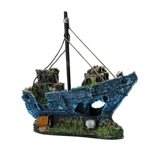 Aquarium Fish Tank Boat Ornament Pirate Ships Resin Landscape Underwater Decor - A080 Ship