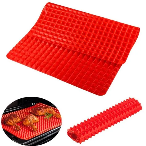 Top Pyramid Pan Large Red Pyramid / Raised Cone Shaped Healthy Silicone Mat for Cooking, Baking and Roasting