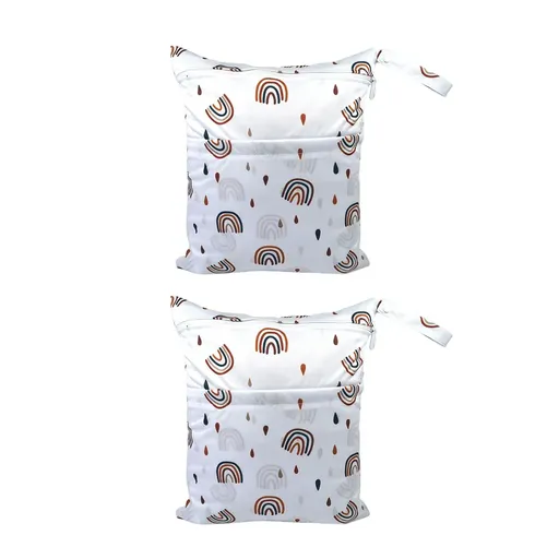 2PCS Cartoon Printed Diaper Bag Double Zipper Washable Storage Organizer - Colour Heart