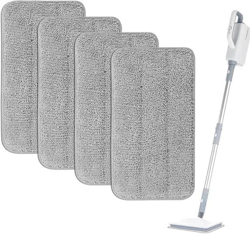 Microfiber Steam Mop Pads Compatible with FODFINU, Seyola & FEPPO and Wotaste Steam Mop Cleaner - Washable and Reusable Replacement Mop Pads for Floor Cleaning, 4 Pack