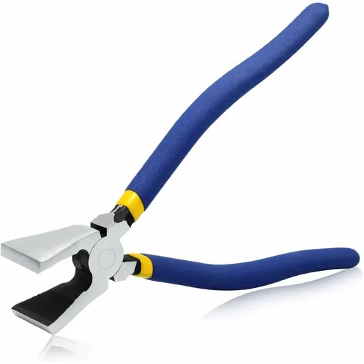 8" Flat Jaw Glass Pliers - Stained Glass Pliers - Durable Glass Breaking Tool - Heavy Duty Glass Pliers For Tile Work