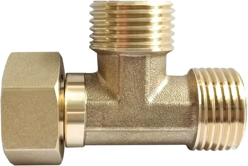 Brass G1/2" 3 Way Diverter, Tee Shape Hose Pipr Fitting Adapter Connector, for Angle Valve Hose, Bath Shower Arm, Toilet Bidet Sprayer, Bathtub Faucet