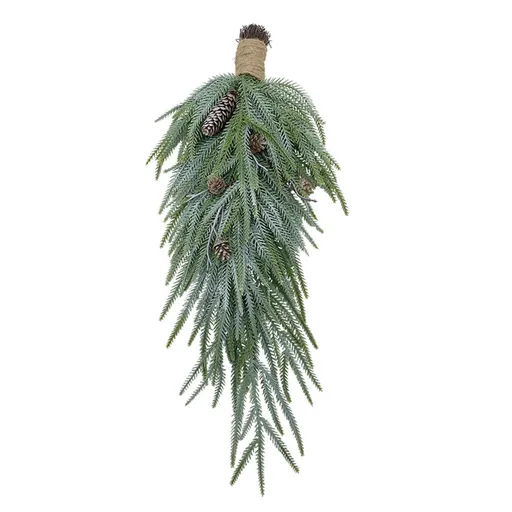 Artificial Norfolk Pine Swag Xmas Decoration Pine Faux Teardrop Door Swag for Home White