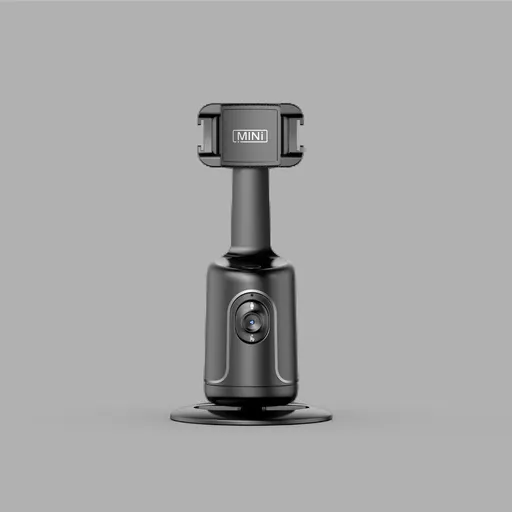 Black AI Smart Auto Tracking Phone Holder - 360° Rotation Face & Body Tracking Mount