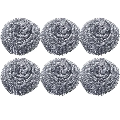 6 Pack Stainless Steel Scrubbers, Heavy Duty Curled Wire Scouring Pads for Dishes Pots Pans Ovens Grills and Sinks