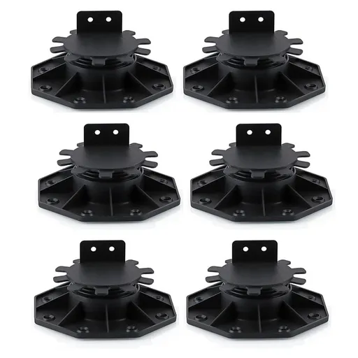 6 Pcs Joist Support Pedestals, Adjustable Decking & Flooring Pedestal for Deck, Timber Base
