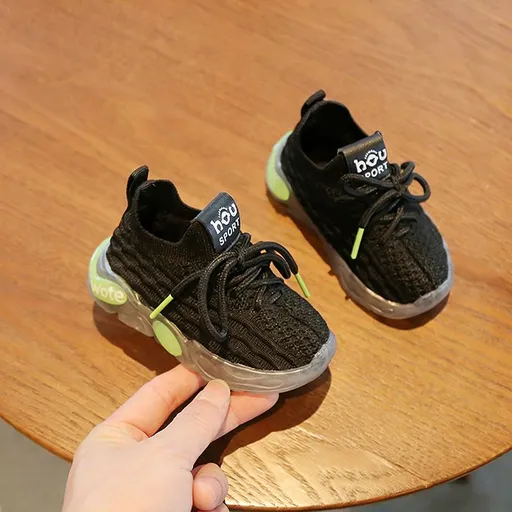 Baby Toddler Sneakers Mesh Knitted Soft Sole Black 18 yards within 13.5cm long